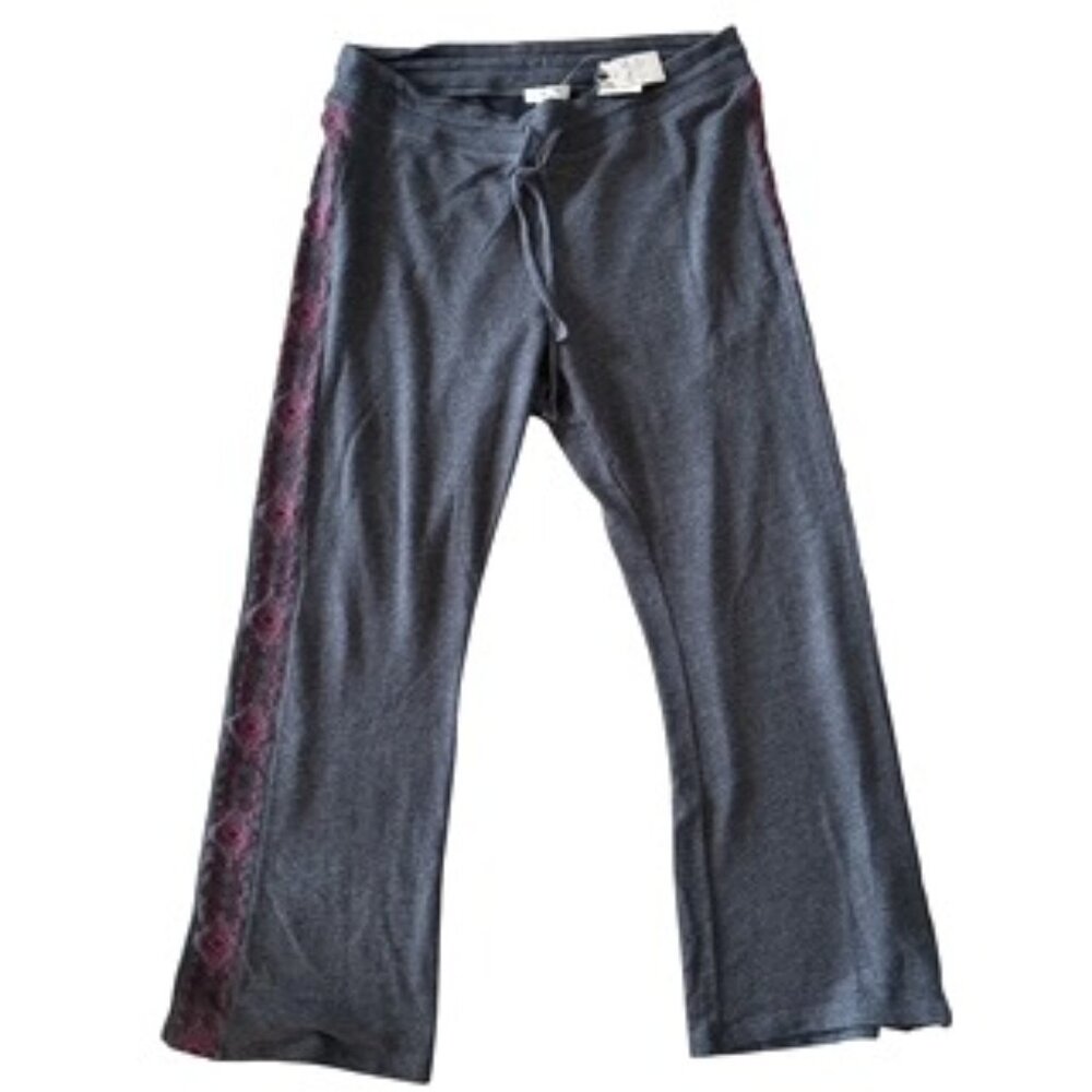 Lucky Lotus Lucky Brand Denim Blue Lounge Pants with Pink Embroidered Trim